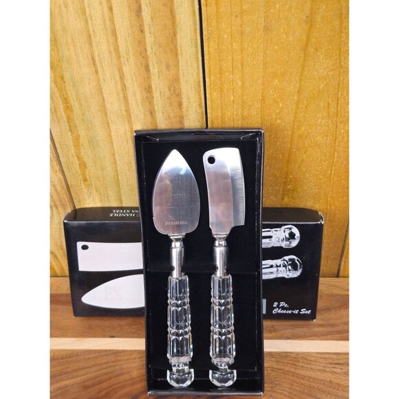 Illusion 2-Piece Cheese Knife & Spreader Set With Acrylic Handles & Stainless St - Picture 3 of 8